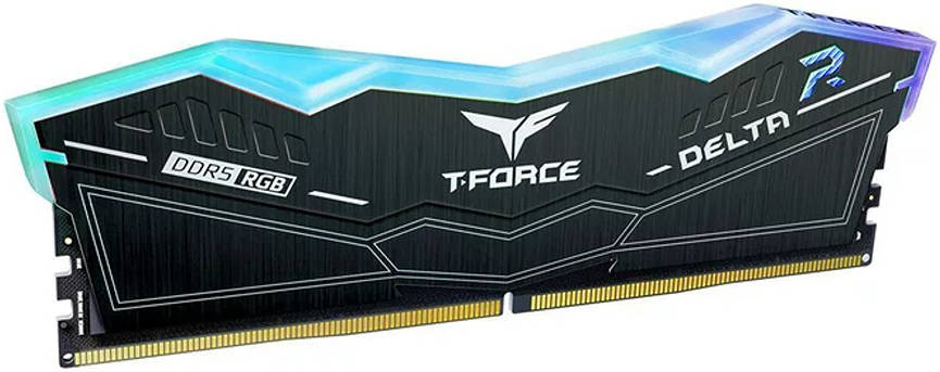 مجموعة ذاكرة سطح المكتب TeamGroup T-Force Delta RGB سعة 32 جيجابايت (2 × 16 جيجابايت) DDR5، سرعة 6000 ميجاهرتز، زمن انتقال CL32 CAS، Intel XMP 3.0، جهد 1.20، غير مخزنة مؤقتًا، 288 دبوسًا، أسود