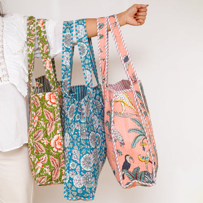 Block Printed Beach Bag