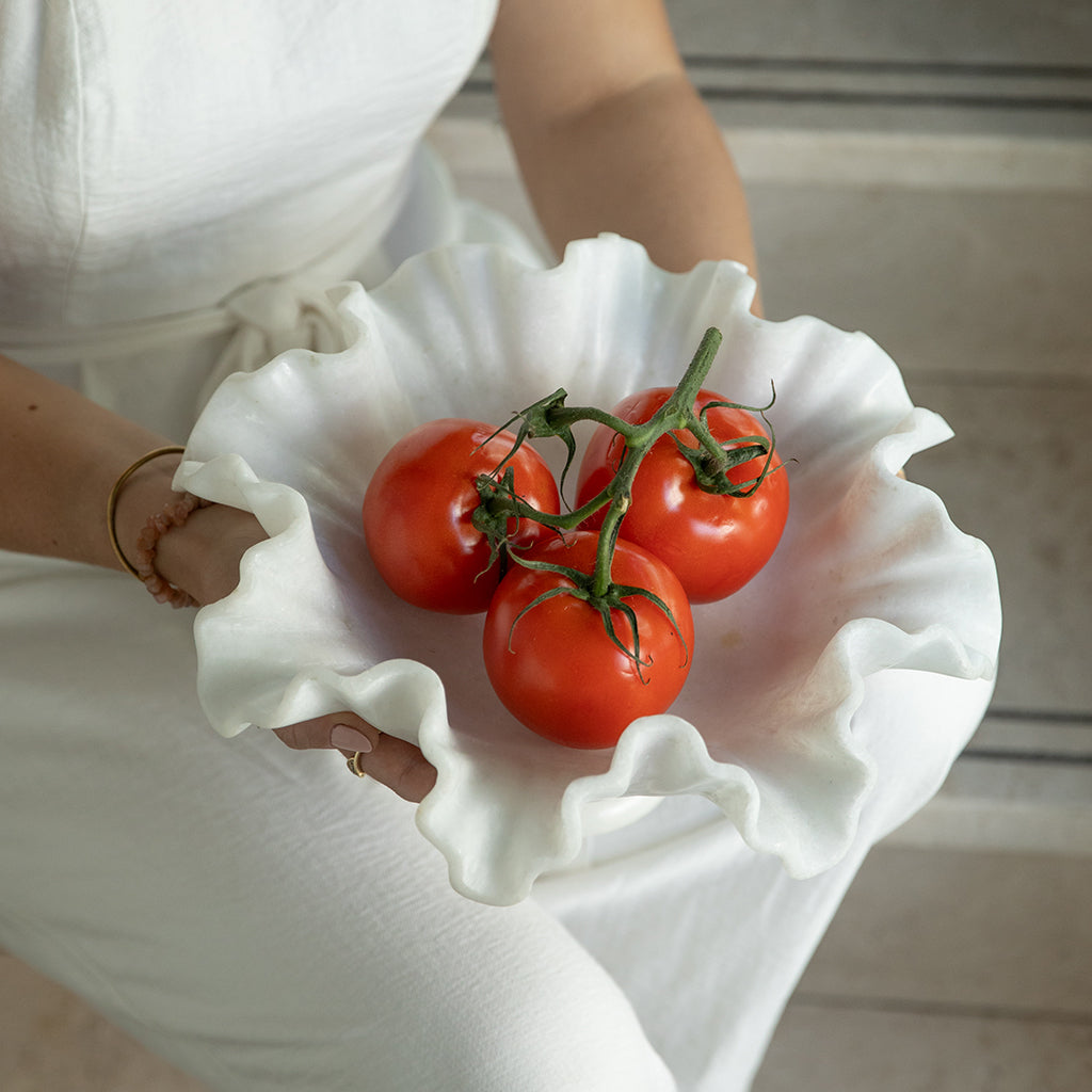 Safa White Marble Fruit Bowl