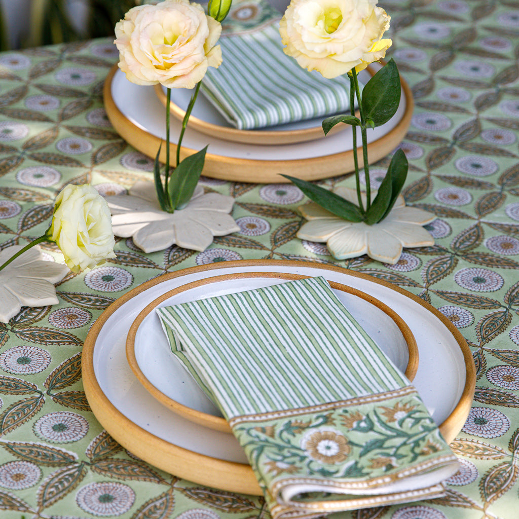 Neel Block Printed Tablecloth & Napkins Set