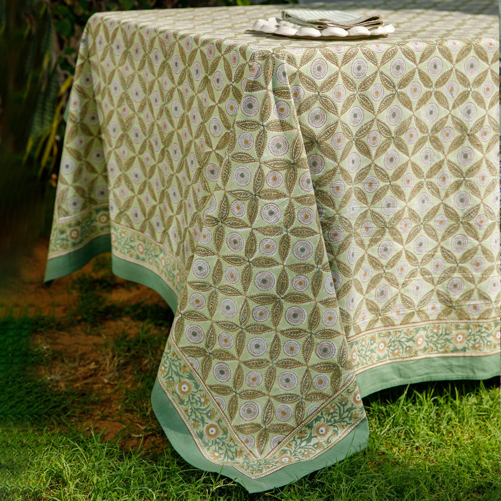 Neel Block Printed Tablecloth & Napkins Set