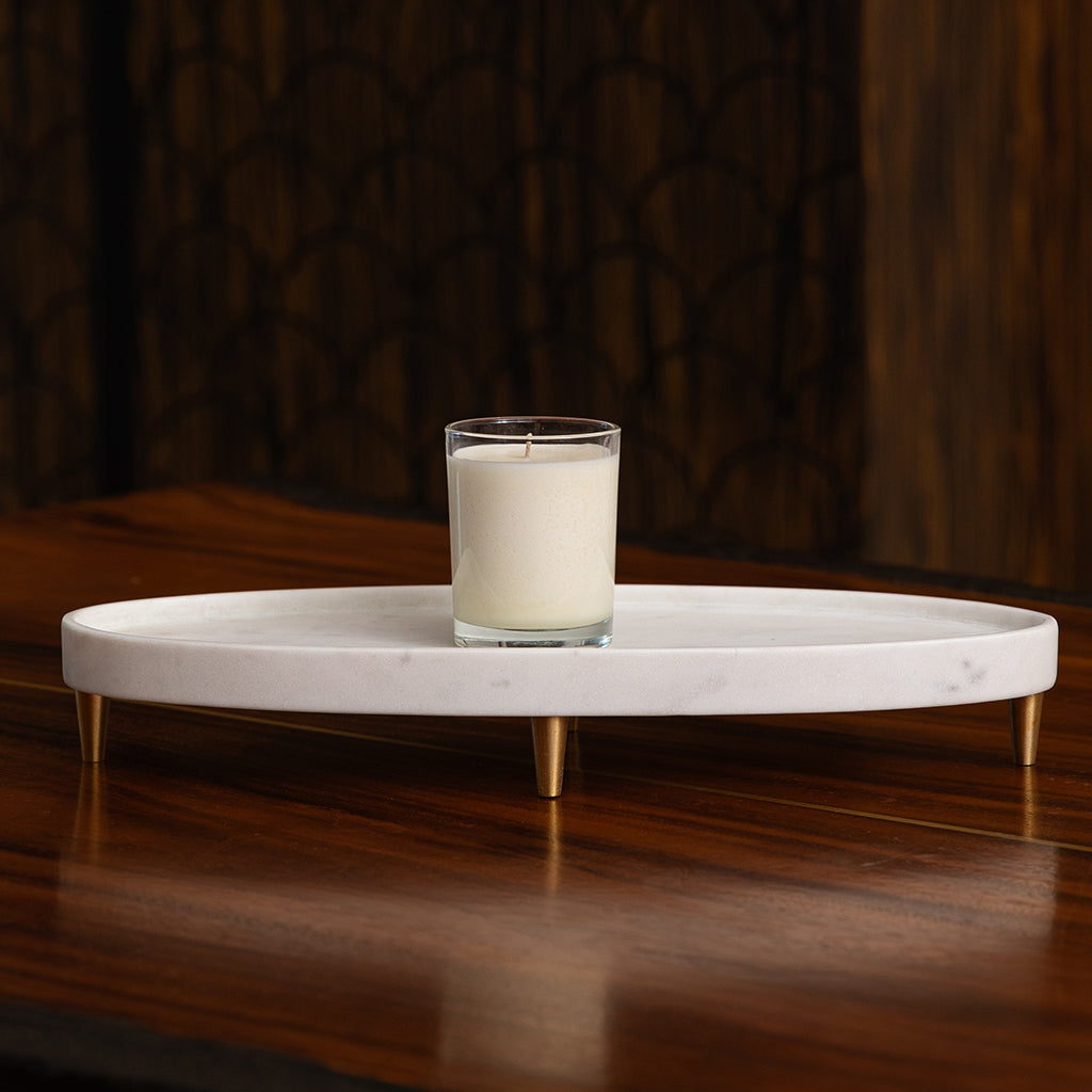 Gondola Marble Platter with Brass Legs