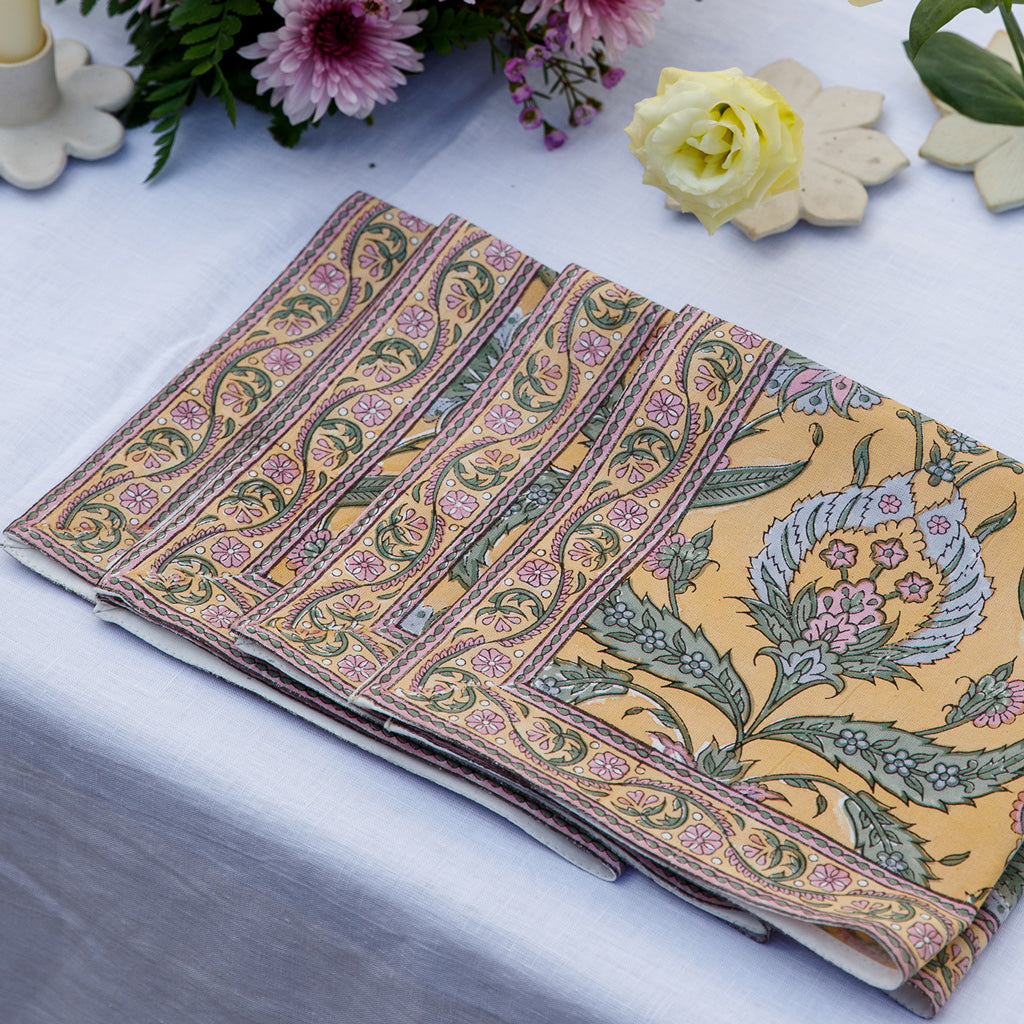 Block Printed Dinner Napkins Set of 4