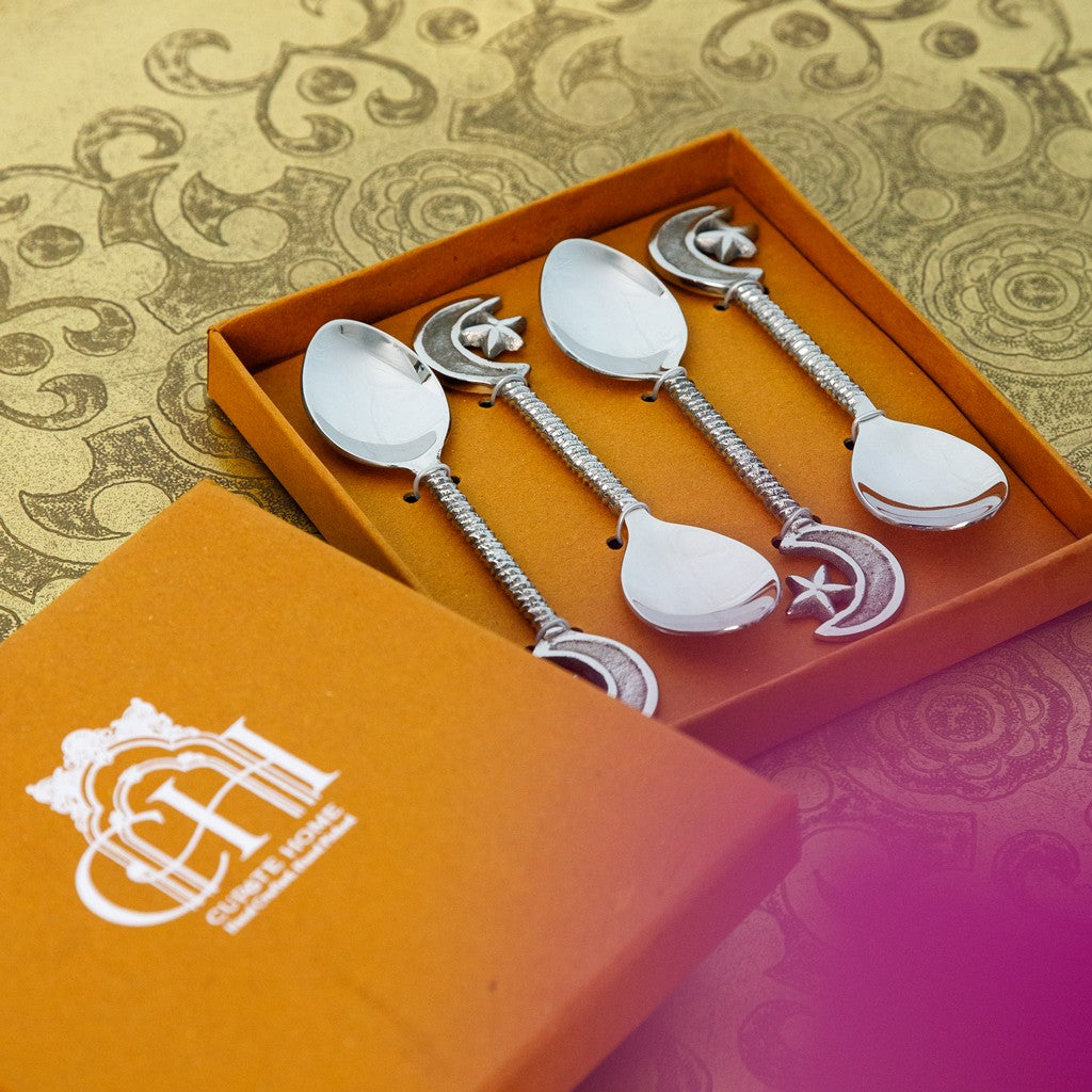 Star and Moon Dessert Spoons - Set of 4