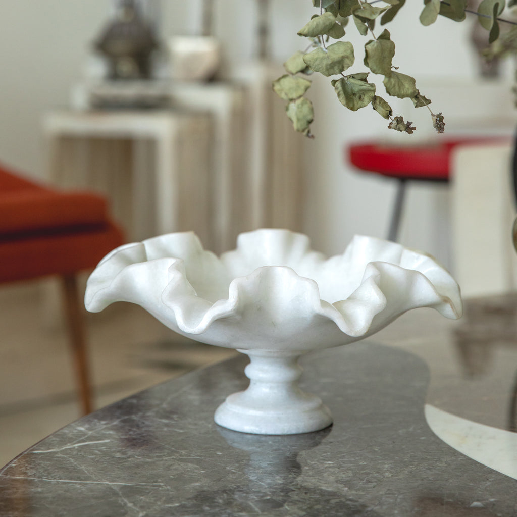 Safa White Marble Fruit Bowl