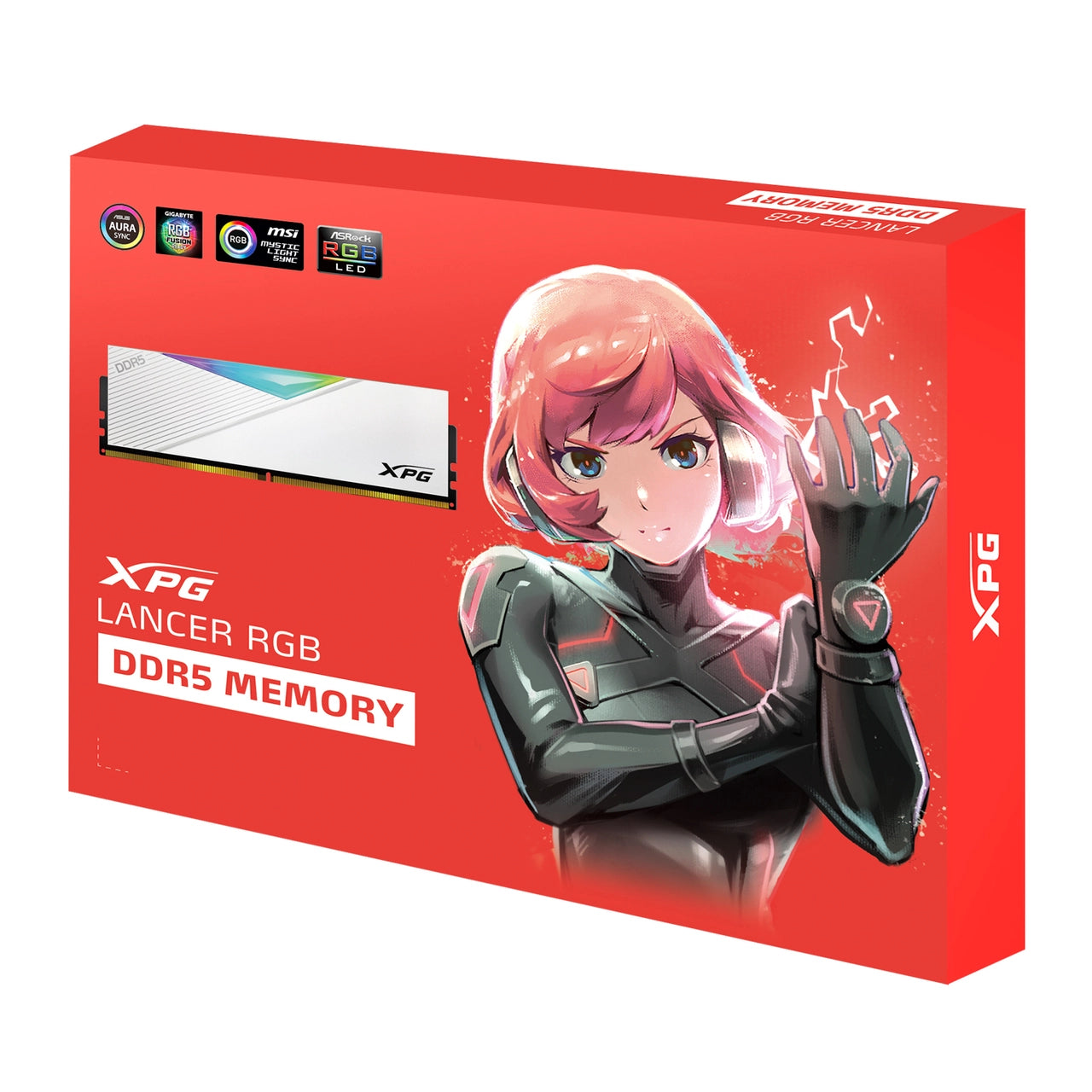 ذاكرة XPG Lancer سعة 32 جيجابايت (16 جيجابايت × 2) DDR5 5200 ميجاهرتز RGB باللون الأبيض 