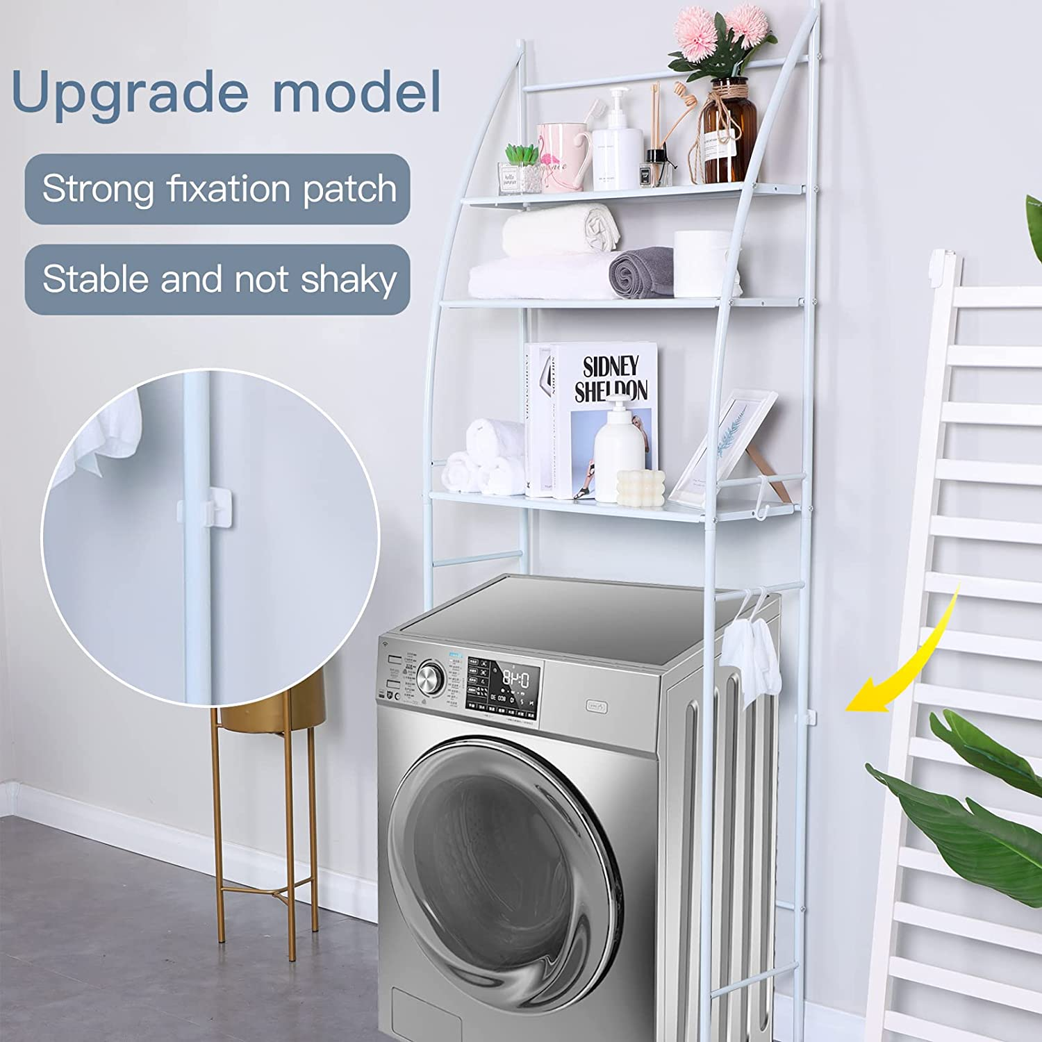 SKY-TOUCH Washing Machine Storage Shelf Rack 3 Tiers&Bathroom Storage Shelf 3 Tier, Toilet Storage Rack Bathroom Shelves Toilet Shelf Space Saving