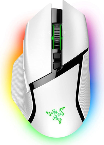 ماوس ألعاب بصري لاسلكي Razer Basilisk V3 Pro USB، مستشعر بصري بدقة 30 ألف نقطة في البوصة، إضاءة كروما RGB، أبيض | RZ01-04620200-R3G1