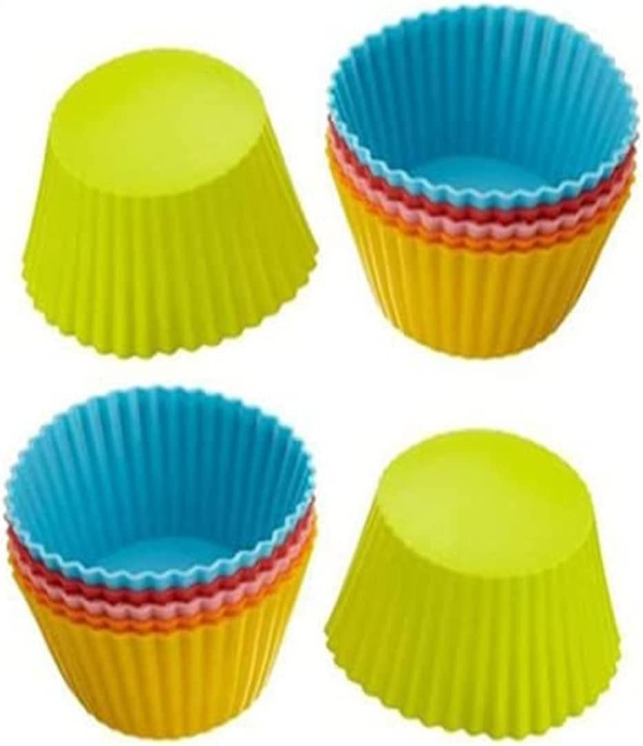 SKY-TOUCH Silicone Cupcake Liners 12Pcs, Baking Cups Non-Stick Cake Muffin Chocolate Cupcake Liner Baking Cup Mold, Multicolor