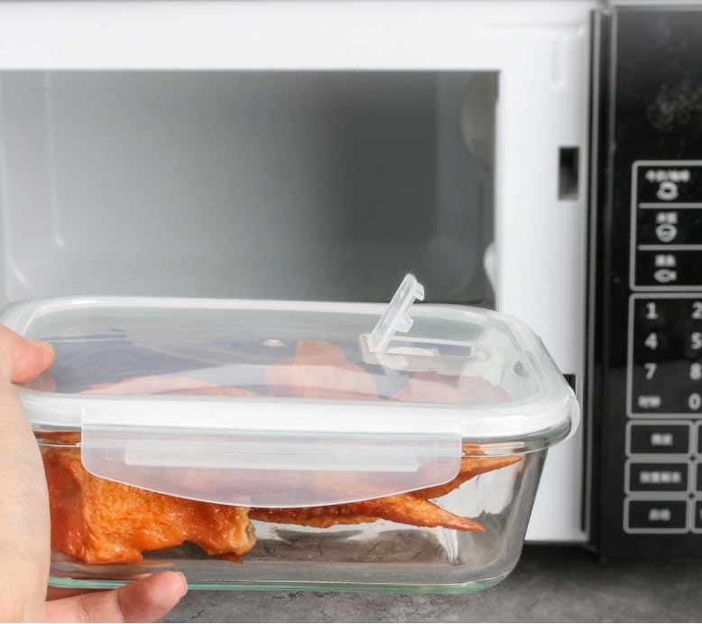 SKY-TOUCH 3PCS Glass Storage Containers : Airtight Bento Boxes Set with Leak Proof Locking Lids Microwave Safe Glass Crisper for Home Office Kitchen Camping Meal Prep Storage