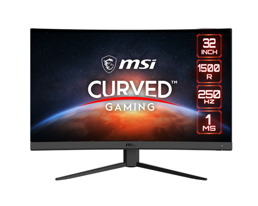 شاشة ألعاب MSI G32C4X المنحنية مقاس 32 بوصة بدقة 1920x1080 ولوحة VA 1500R وتردد 250 هرتز ووقت استجابة 1 مللي ثانية 