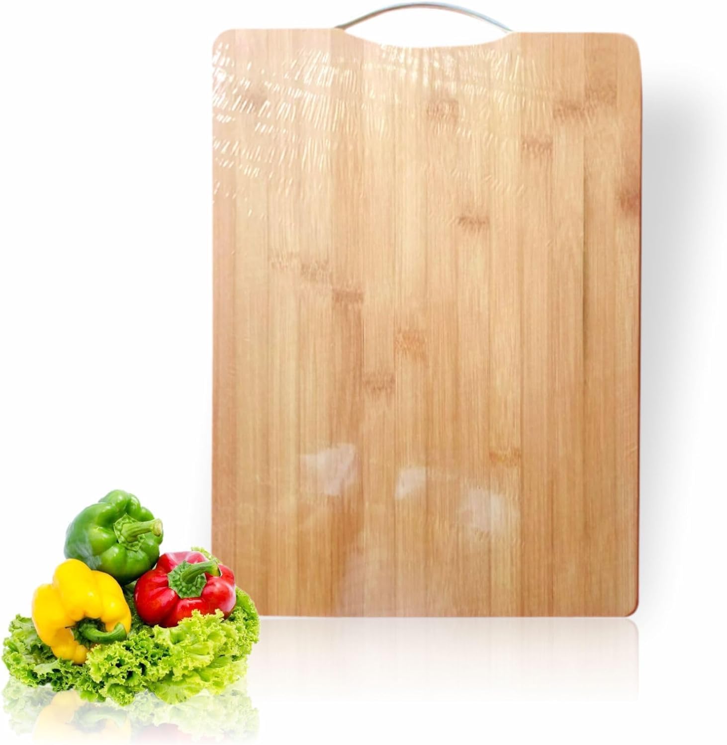 SKY-TOUCH 3pack Bamboo Wood Cutting Chopping Set Serving Board with Stainless Steel Handle Suitable for Meat, Vegetables and Cheese - “/20 * 30cm/24 * 34cm/30 * 40cm/”