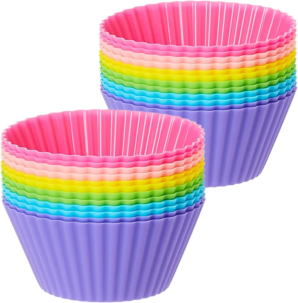 SKY-TOUCH Silicone Cupcake Liners 12Pcs, Baking Cups Non-Stick Cake Muffin Chocolate Cupcake Liner Baking Cup Mold, Multicolor