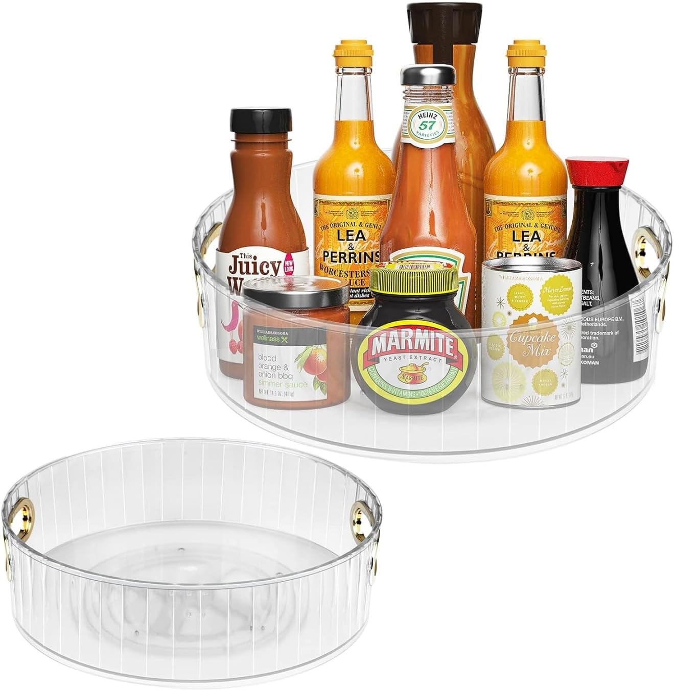 منظم الأطباق الدوارة SKY-TOUCH Lazy Susan يدور 360 درجة، منظم أطباق دوارة لرفوف التوابل، منظم مطبخ، منظم خزانة، مخزن، ثلاجة، سطح عمل 