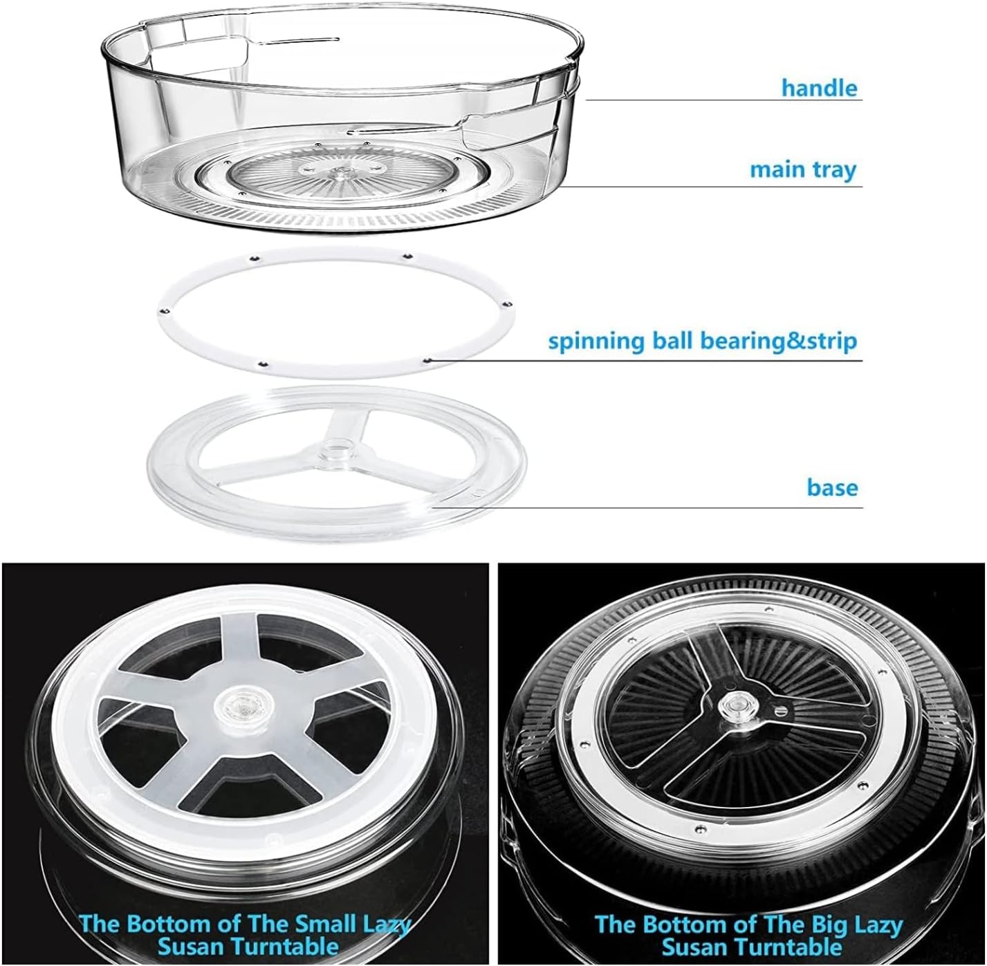منظم الأطباق الدوارة SKY-TOUCH Lazy Susan يدور 360 درجة، منظم أطباق دوارة لرفوف التوابل، منظم مطبخ، منظم خزانة، مخزن، ثلاجة، سطح عمل 
