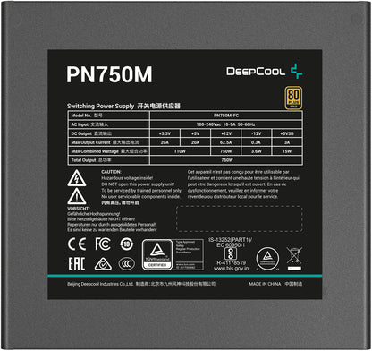 DeepCool PN750M Fully Modular Power Supply, 750W Power, 80 Plus Gold Certified