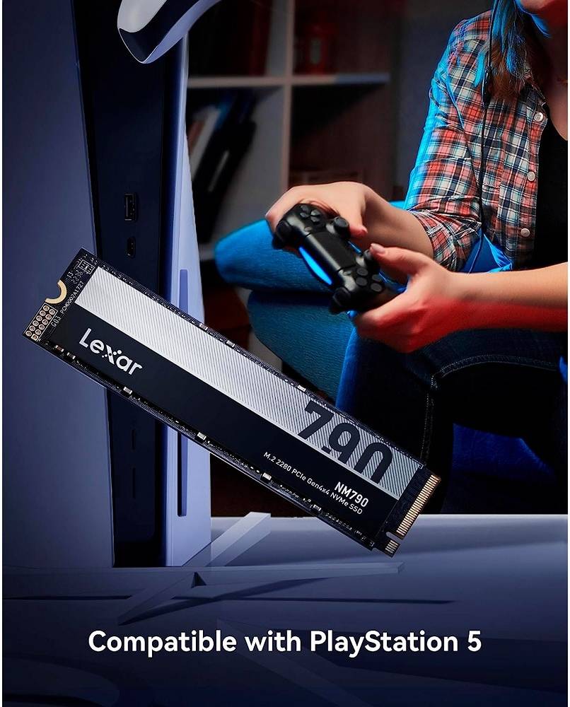 قرص صلب Lexar NM790 سعة 2 تيرابايت M.2 NVMe SSD 2280 PCIe Gen4x4، سرعة قراءة 7200 ميجابايت/ثانية، سرعة كتابة 6500 ميجابايت/ثانية، متوسط ​​وقت الأعطال 1.5 مليون ساعة، أسود | LNM790X002T-RNNNG