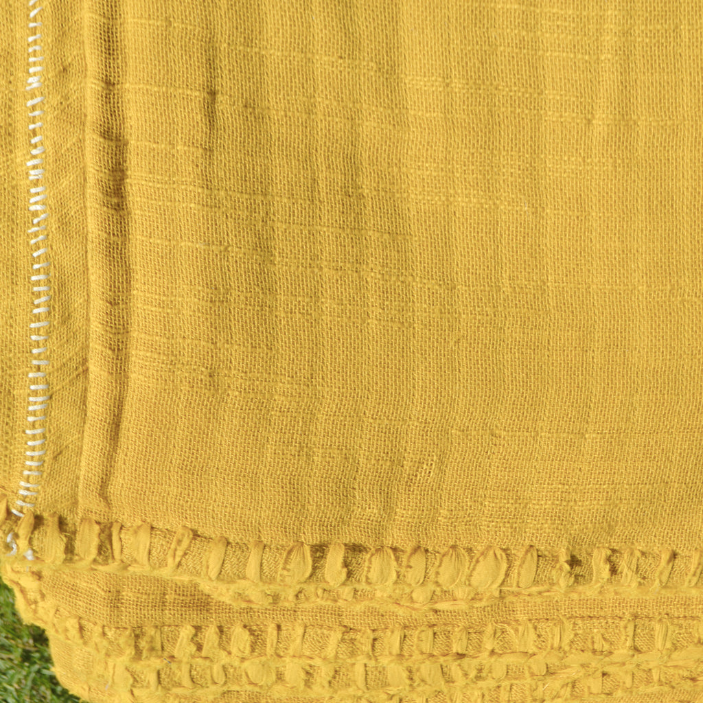 Distressed Cotton Blanket- Mustard