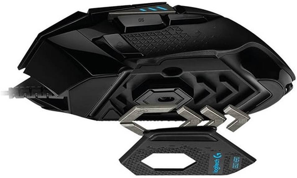 ماوس ألعاب سلكي USB من لوجيتك G502 HERO، بدقة 200 إلى 16000 نقطة في البوصة، مستشعر HERO، عجلة تمرير فائقة السرعة، إضاءة RGB قابلة للتخصيص، 11 زرًا بروجًا، نظام وزن قابل للتعديل، أسود | 910-005471