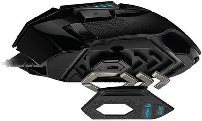 ماوس ألعاب سلكي USB من لوجيتك G502 HERO، بدقة 200 إلى 16000 نقطة في البوصة، مستشعر HERO، عجلة تمرير فائقة السرعة، إضاءة RGB قابلة للتخصيص، 11 زرًا بروجًا، نظام وزن قابل للتعديل، أسود | 910-005471