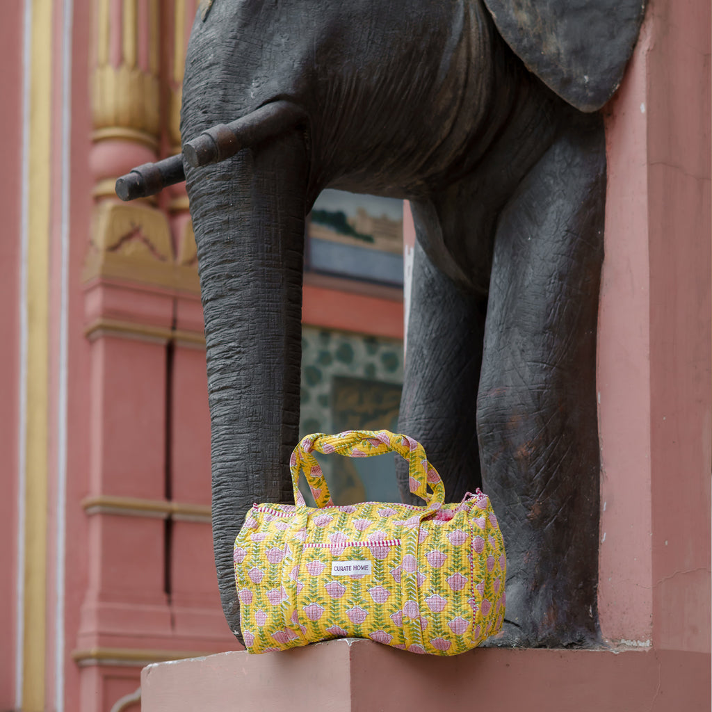 Block Printed Duffel Bag