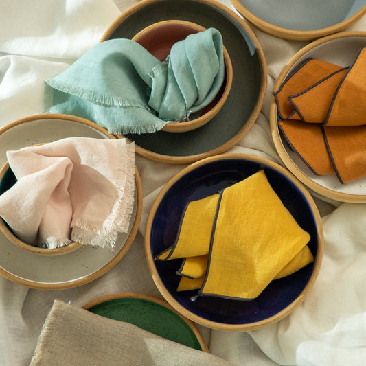 Linen Napkin - Raw Fringe - Set of 4 - Light Pink