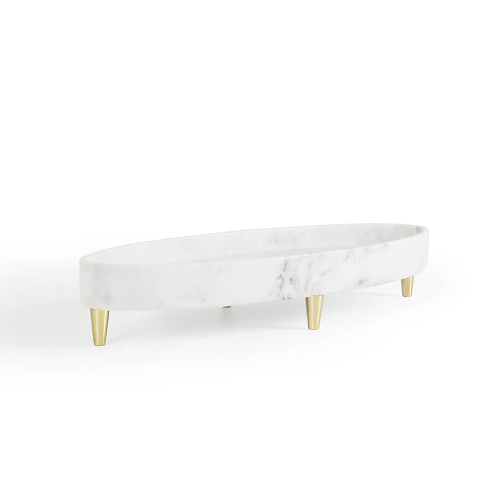 Gondola Marble Platter with Brass Legs