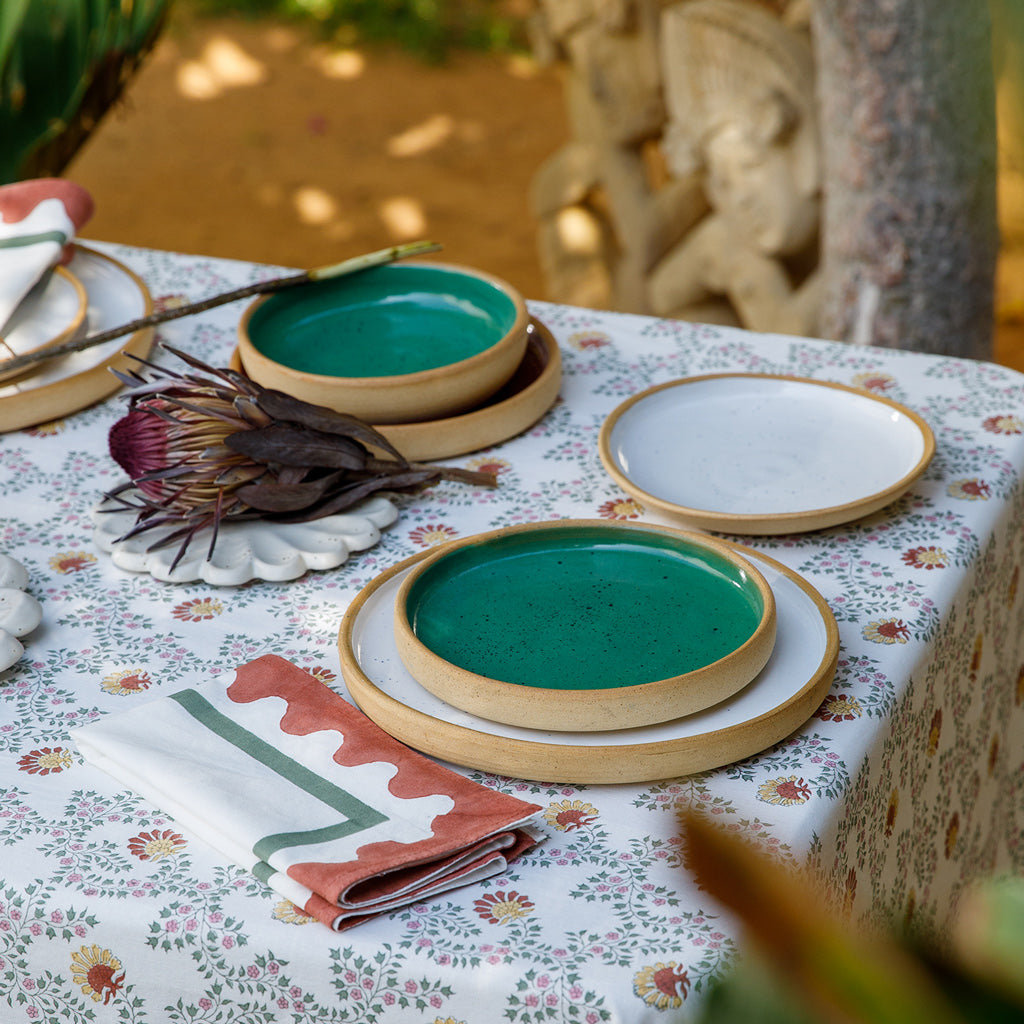 Sia Block Printed Tablecloth & Napkins Set