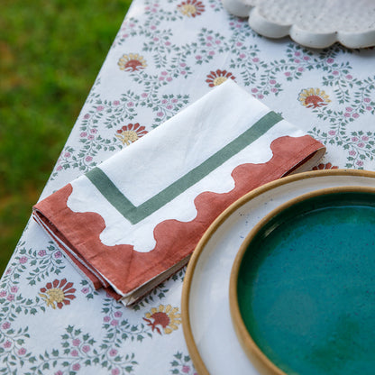 Sia Block Printed Tablecloth & Napkins Set