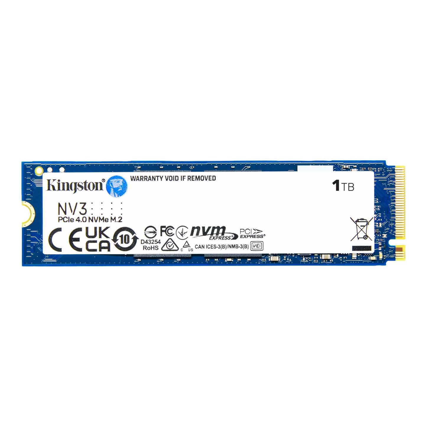 قرص SSD داخلي Kingston NV3 M.2 2280 NVMe بسعة 1 تيرابايت، سرعة قراءة تصل إلى 6000 ميجابايت/ثانية / سرعة كتابة تصل إلى 4000 ميجابايت/ثانية، PCIe Gen 4x4