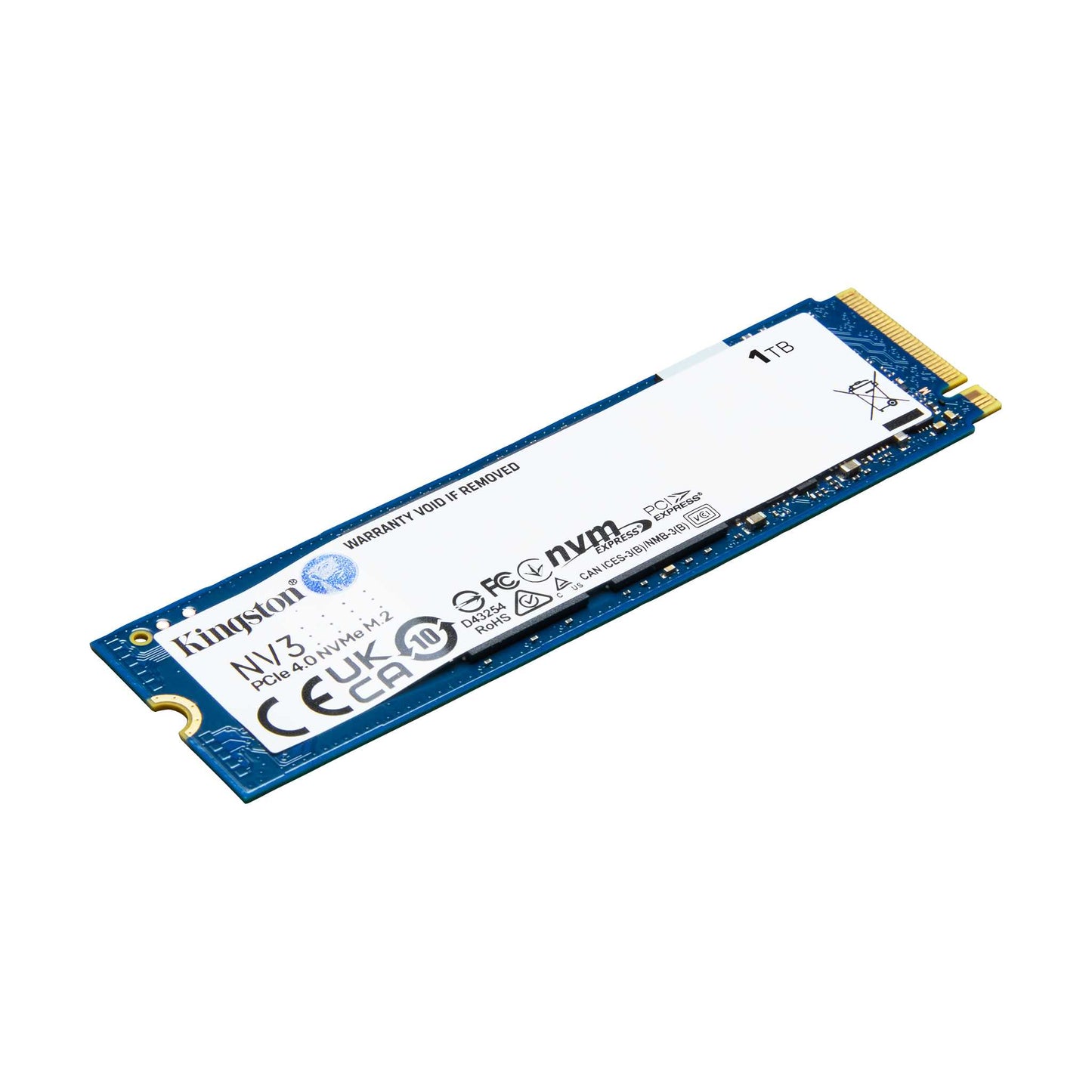 قرص SSD داخلي Kingston NV3 M.2 2280 NVMe بسعة 1 تيرابايت، سرعة قراءة تصل إلى 6000 ميجابايت/ثانية / سرعة كتابة تصل إلى 4000 ميجابايت/ثانية، PCIe Gen 4x4