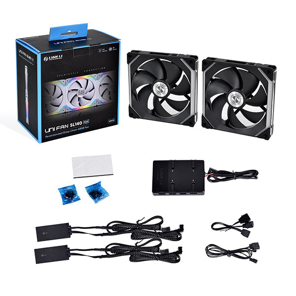 LIAN LI UNI Fan SL 140 Twin Pack Black- with controller