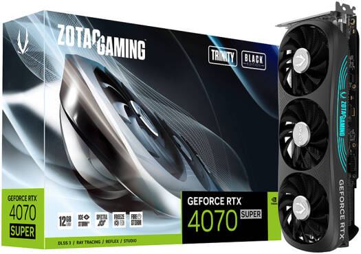 ZOTAC Gaming GeForce RTX 4070 SUPER Trinity Black Edition Graphics Card, 12GB GDDR6X