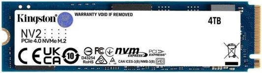 قرص SSD داخلي Kingston NV2 M.2 2280 NVMe بسعة 4 تيرابايت، سرعة قراءة تصل إلى 3500 ميجابايت/ثانية / سرعة كتابة تصل إلى 2800 ميجابايت/ثانية، أداء Gen 4x4 NVMe PCIe، تشغيل اهتزازي 2.17 جيجابت | SNV2S/4000G