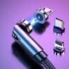 USB Type C Charging Cable Fast Charging Magnet Charger 540 Rotate Micro Magnetic Cable