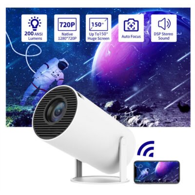 Portable Projector Small Straight Projector For Office Use 180 Degrees Projection Angle Automatic Focus Video Projector