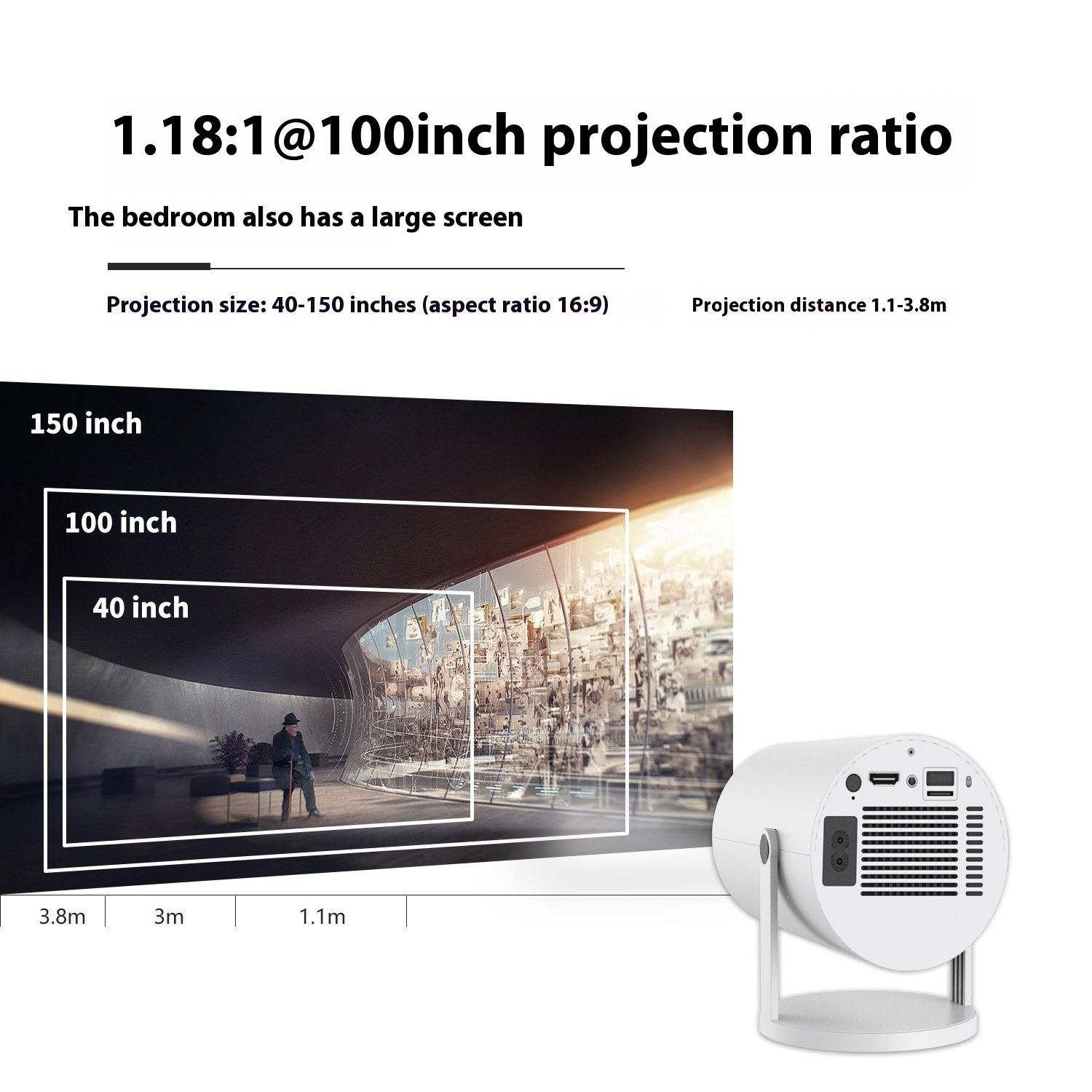Portable Projector Small Straight Projector For Office Use 180 Degrees Projection Angle Automatic Focus Video Projector - Image 2